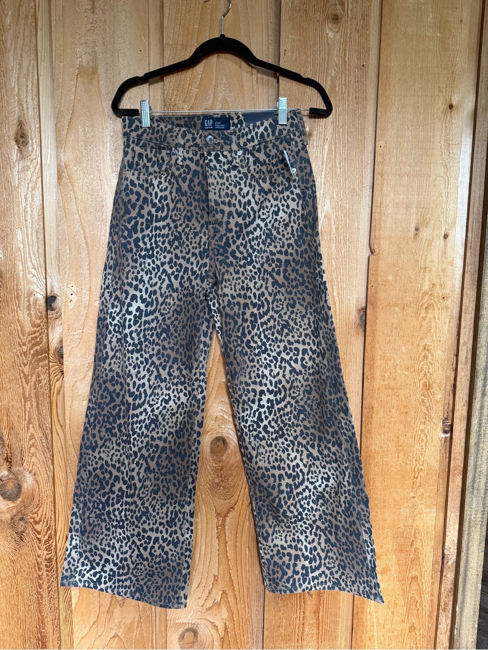 GAP Leopard Print Wide-Leg Jeans in Brown and Black